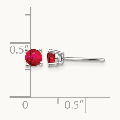 Ruby Post Earrings, 4mm, 4mm wide in 14K White Gold