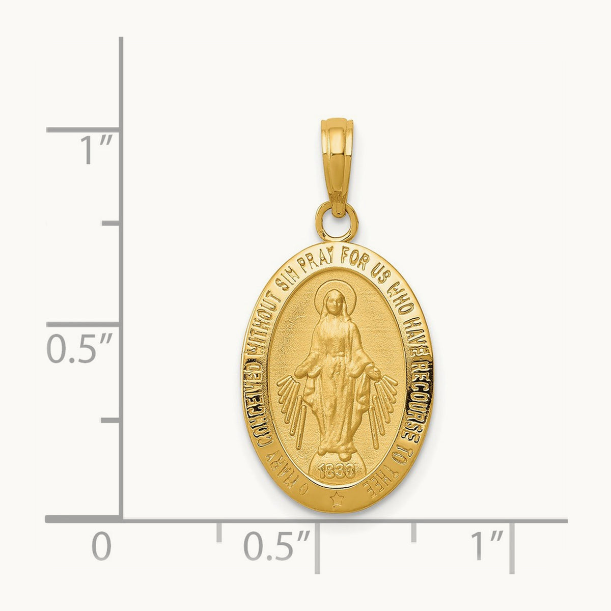 Miraculous Medal Pendant — 14K Yellow Gold, 26mm
