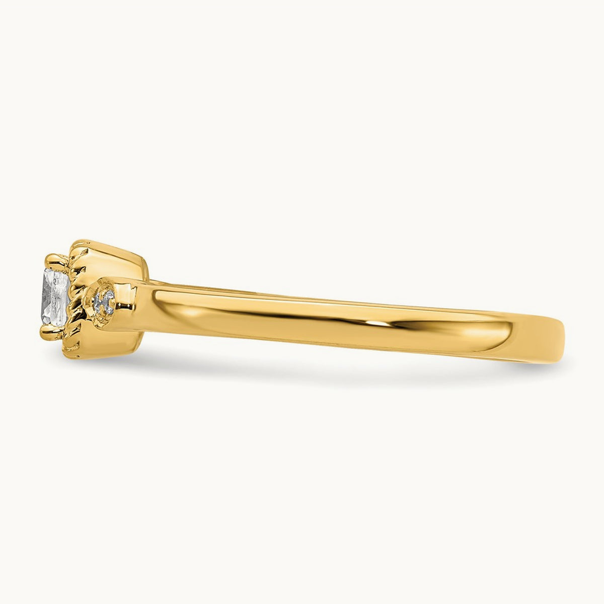 Gold Petite Rope Edge Cushion Ring — 14K Yellow Gold, 7