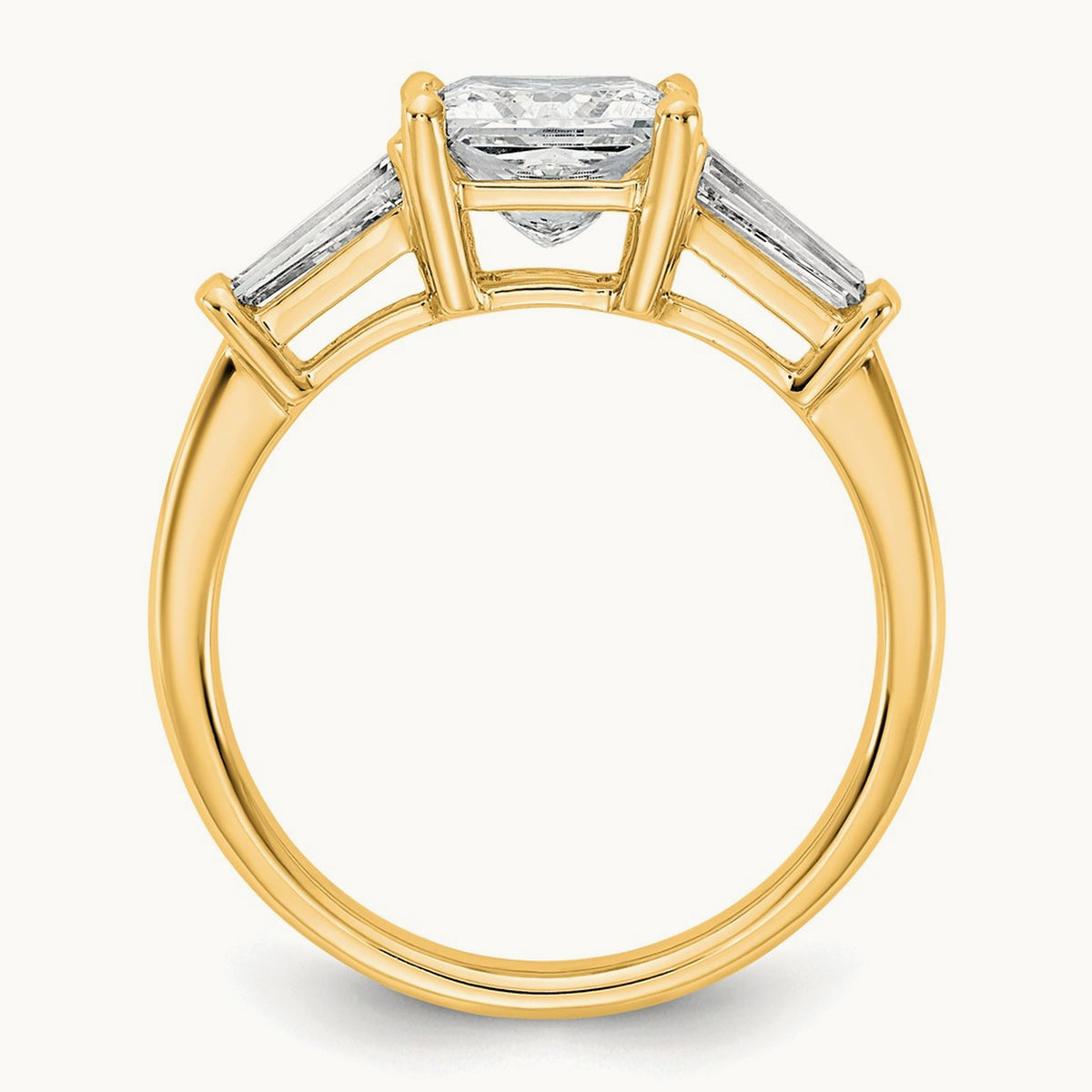 Princess & Baguette Engagement Ring — 14K Yellow Gold, 2 1/5 ct, 7
