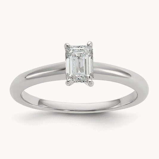 Emerald Solitaire Engagement Ring, 0.50-5.00 ct tw Lab-Grown Diamond — 1/2 ct, 14K White Gold