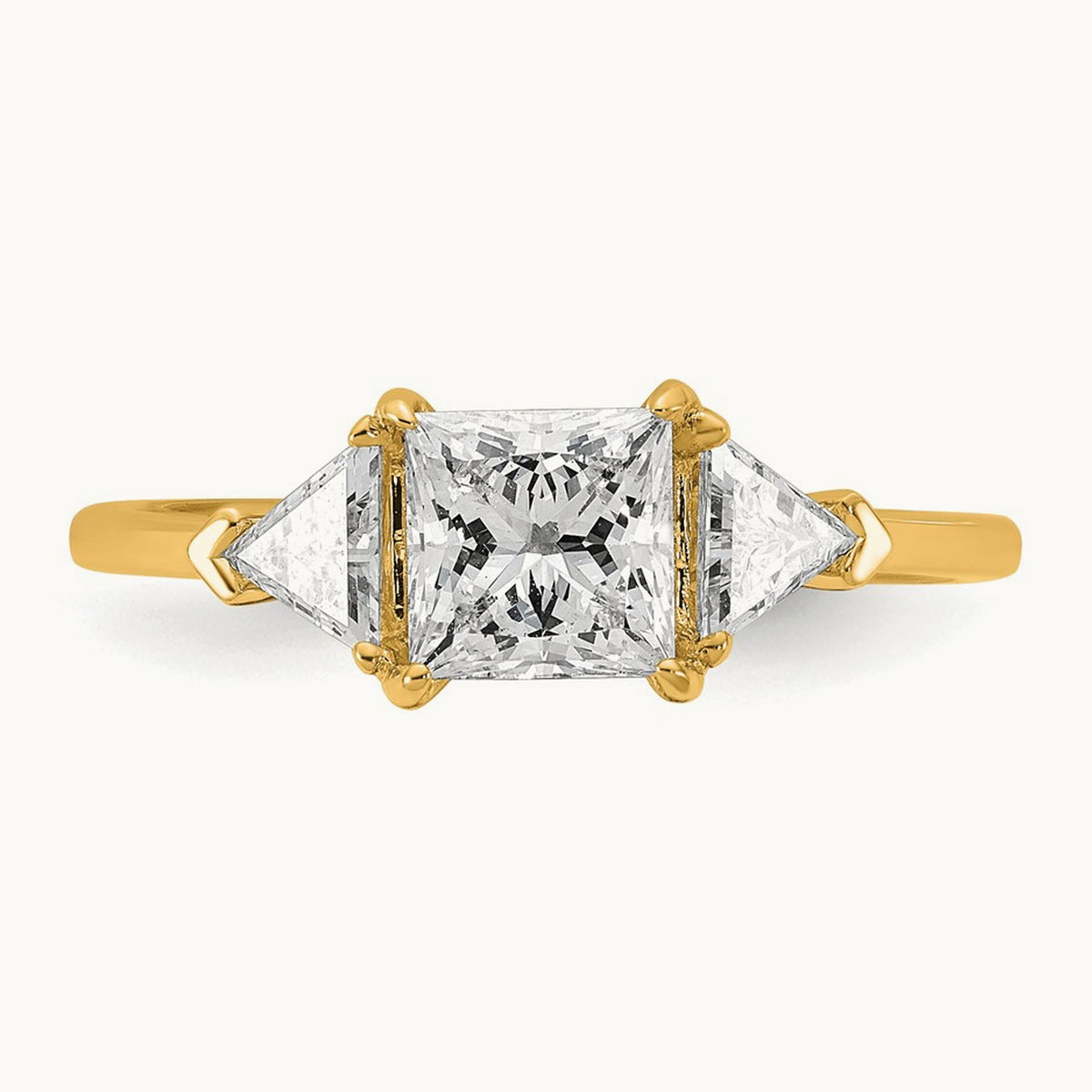 Princess/Trillion Engagement Ring, 1.50-4.00 ct tw Lab-Grown Diamond — 1 1/2 ct, VS (Best), 14K Yellow Gold
