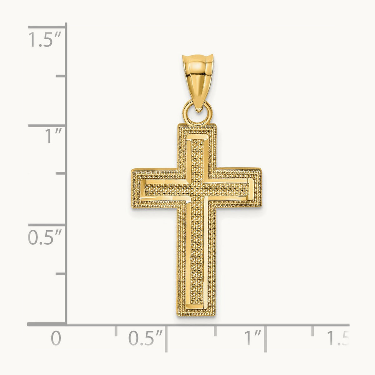 Block Cross Charm, 14K