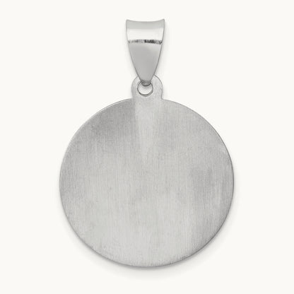 Polish/Satin St Jude Thaddeus Medal Hollow Pendant, 14K White Gold