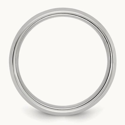 Bevel Edge Comfort Fit Band, 5.5mm, 10K White Gold