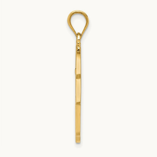 Polished Filigree Hamsa Pendant, 14K