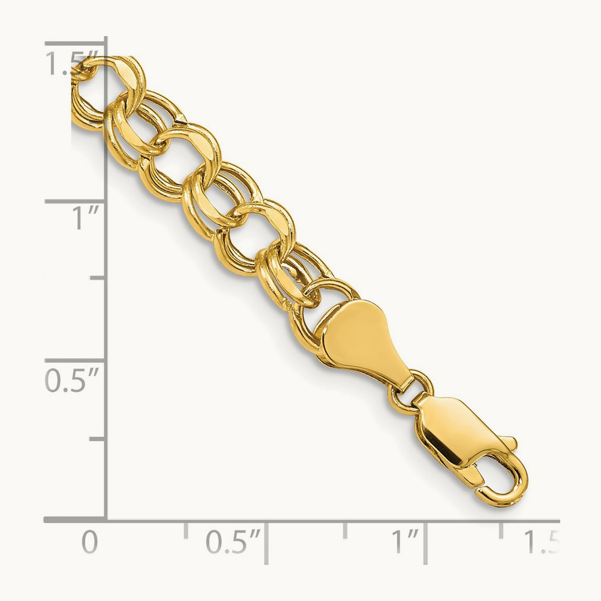 7in Hollow Double Link Charm Bracelet — 14K Yellow Gold, 6.5mm