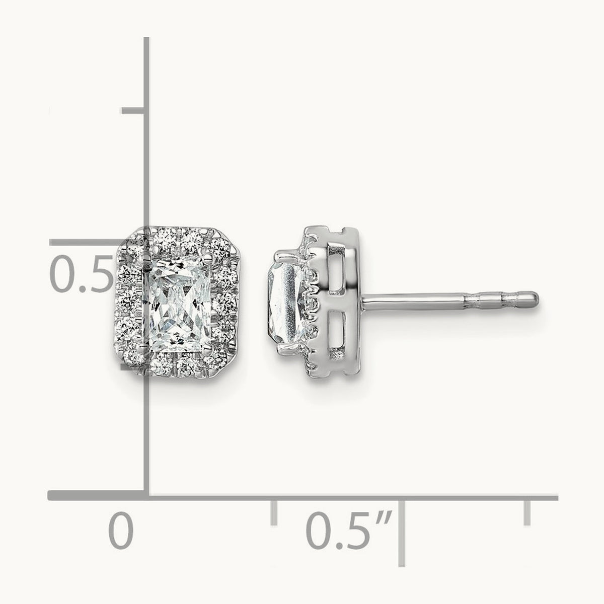 Radiant Halo Post Earrings, 0.50-8.50 ct tw Lab-Grown Diamond — 7/8 ct, 14K White Gold