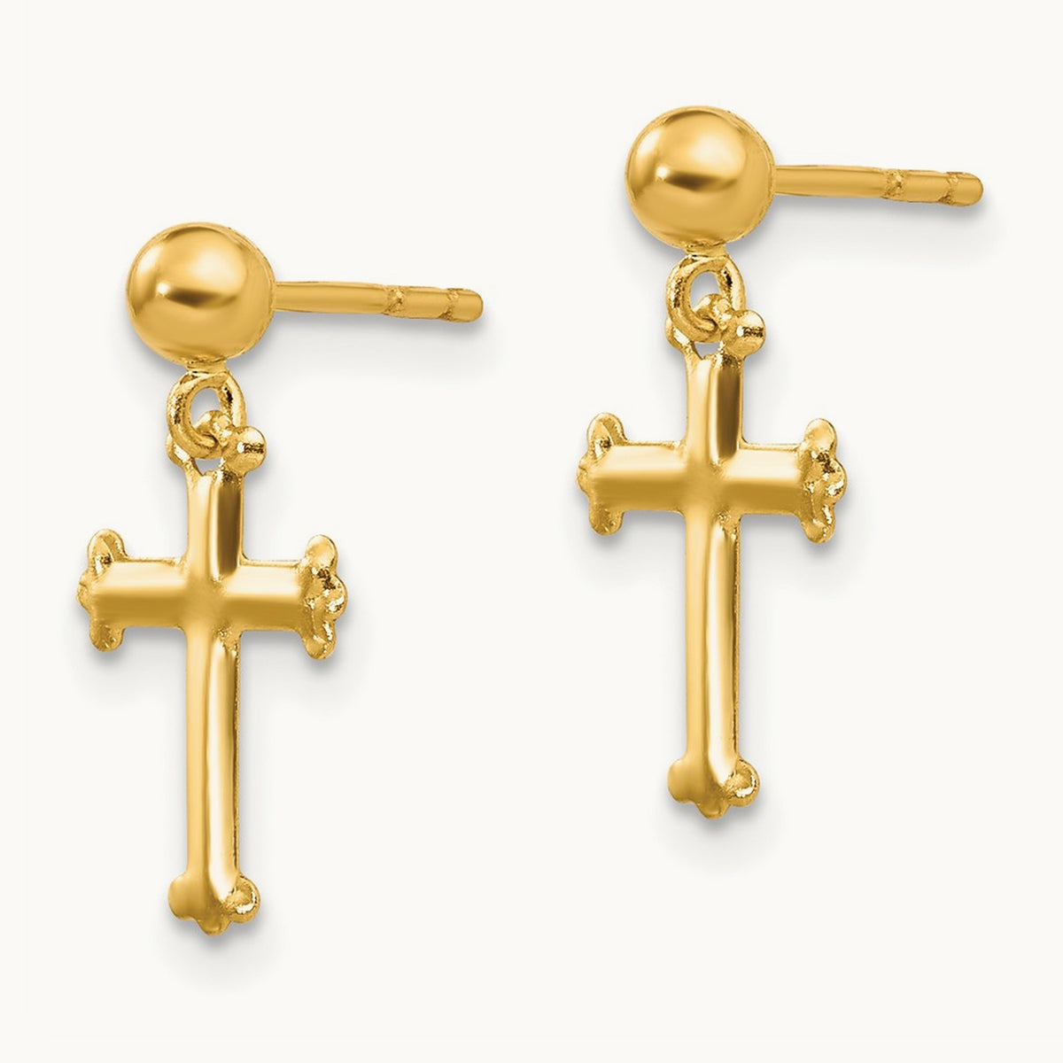 Madi K Cross Dangle Post Earrings, 14K