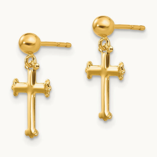 Madi K Cross Dangle Post Earrings, 14K