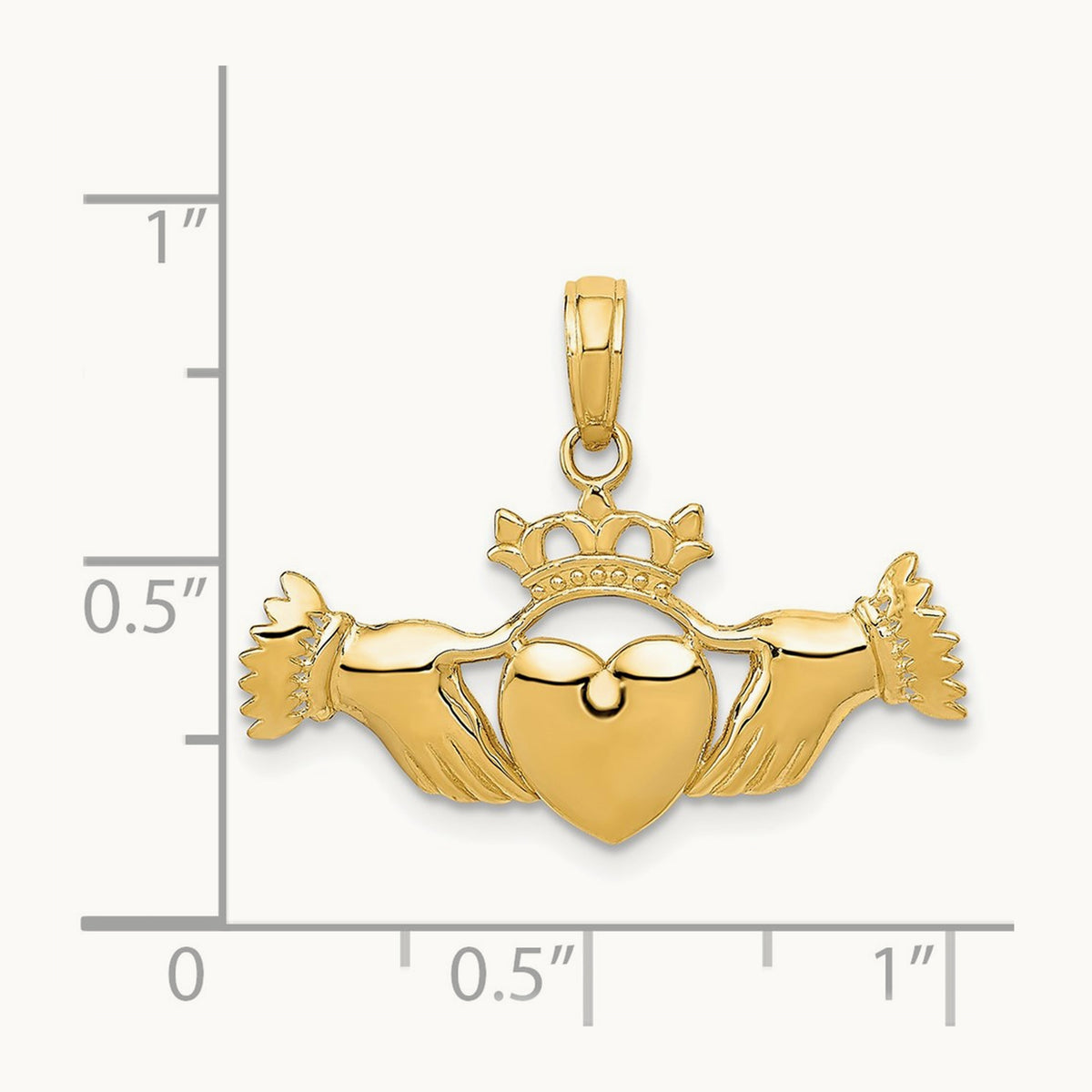 Polished Claddagh Pendant, 14K