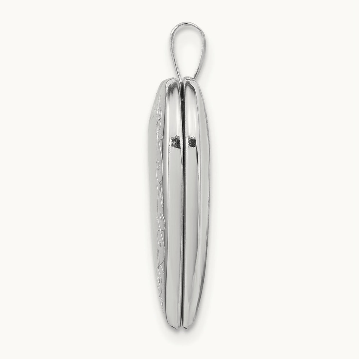 White Gold Flower Vine Border Heart Locket, 20mm, 14K