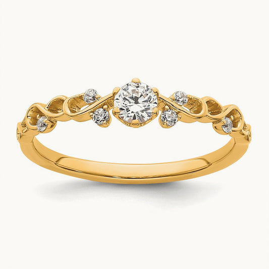 Polished Complete Diamond Infinity Design Promise Ring — 14K Yellow Gold