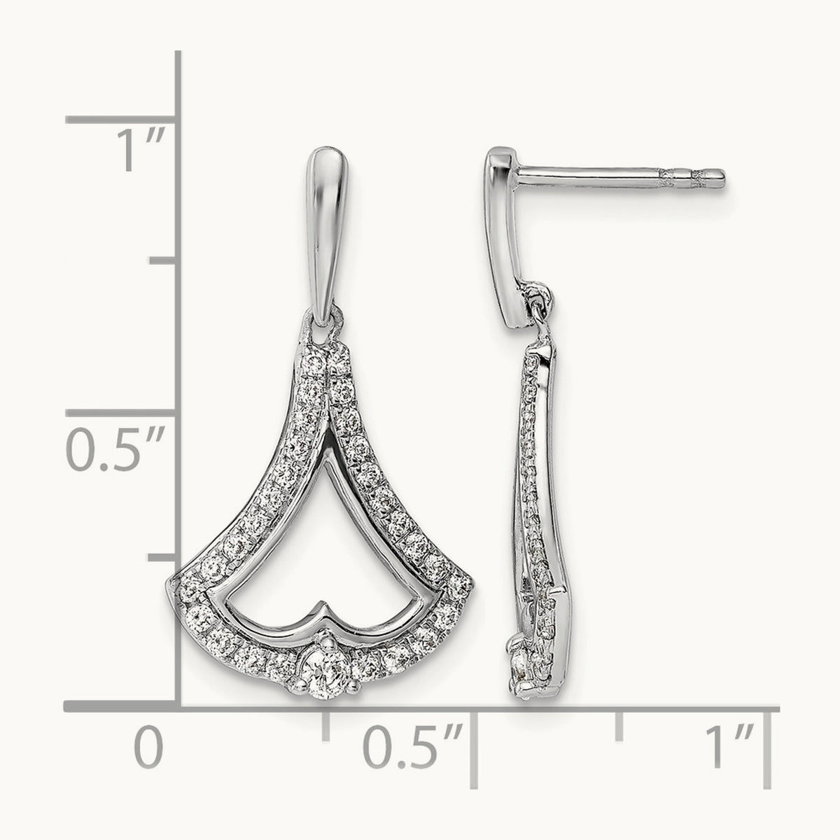 Diamond Post Dangle Earrings, 14K White Gold