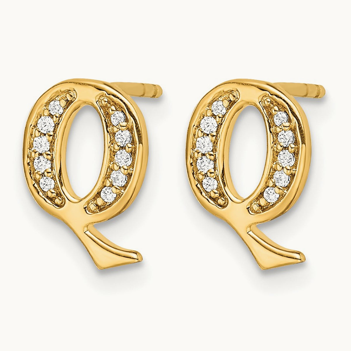 Diamond Earrings — 14K Yellow Gold, 10mm, Q