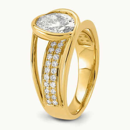 Certified Oval Center Lab Grown Diamond VS+ F+ Ring, 14K Yellow Gold