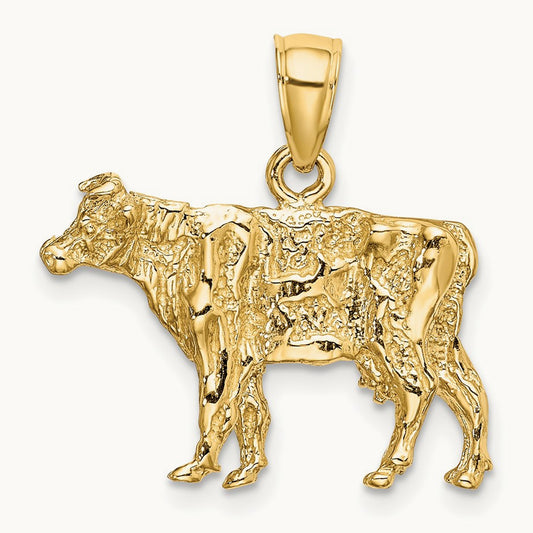 3-D Cow Charm, 14K