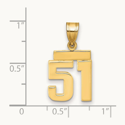 Small Polished Number 51 Charm, 14K