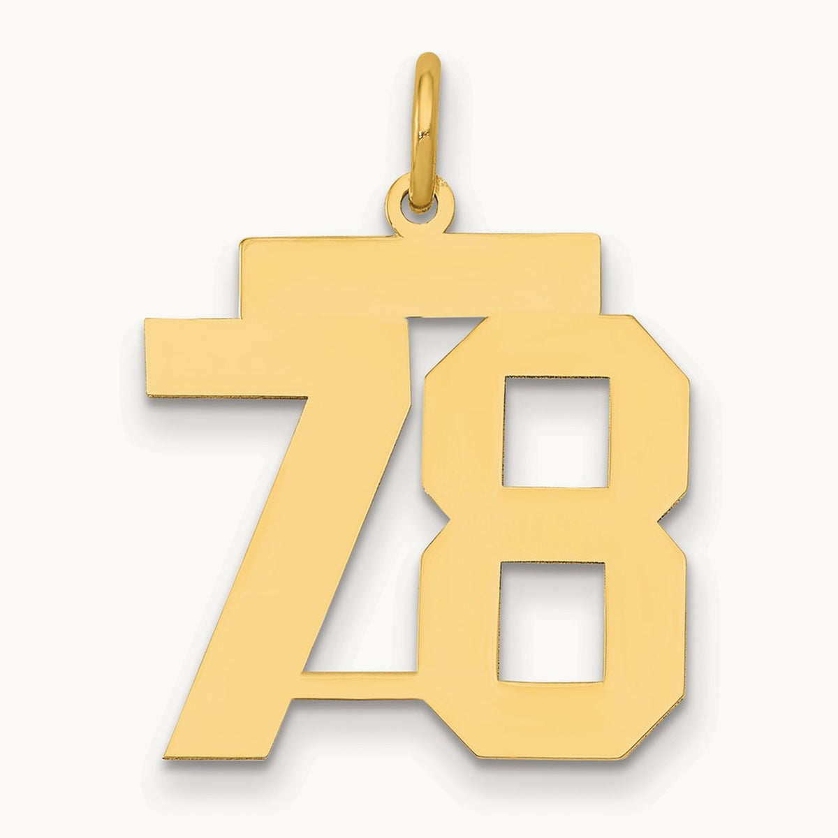 Medium Polished Number 78 Charm, 14K