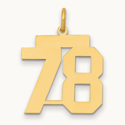 Medium Polished Number 78 Charm, 14K