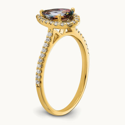 Mystic Fire Diamond Halo Complete Engagement Ring, 14K