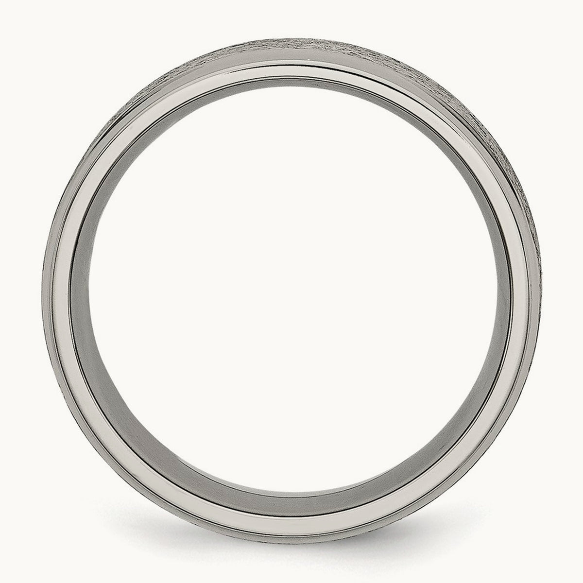 Brushed Center Ridged Edge Band, 8mm, Titanium