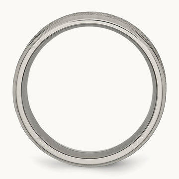Brushed Center Ridged Edge Band, 8mm, Titanium