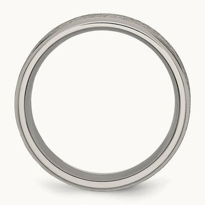 Brushed Center Ridged Edge Band, 8mm, Titanium