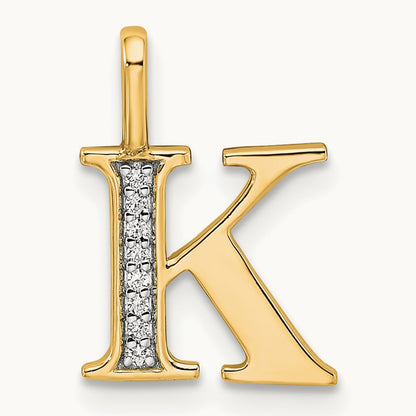 Diamond Letter K Initial Pendant, 14K