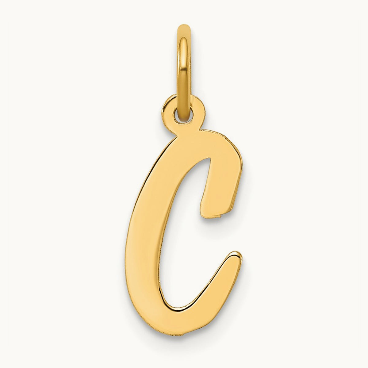 Medium Script Initial Charm — 14K Yellow Gold, C