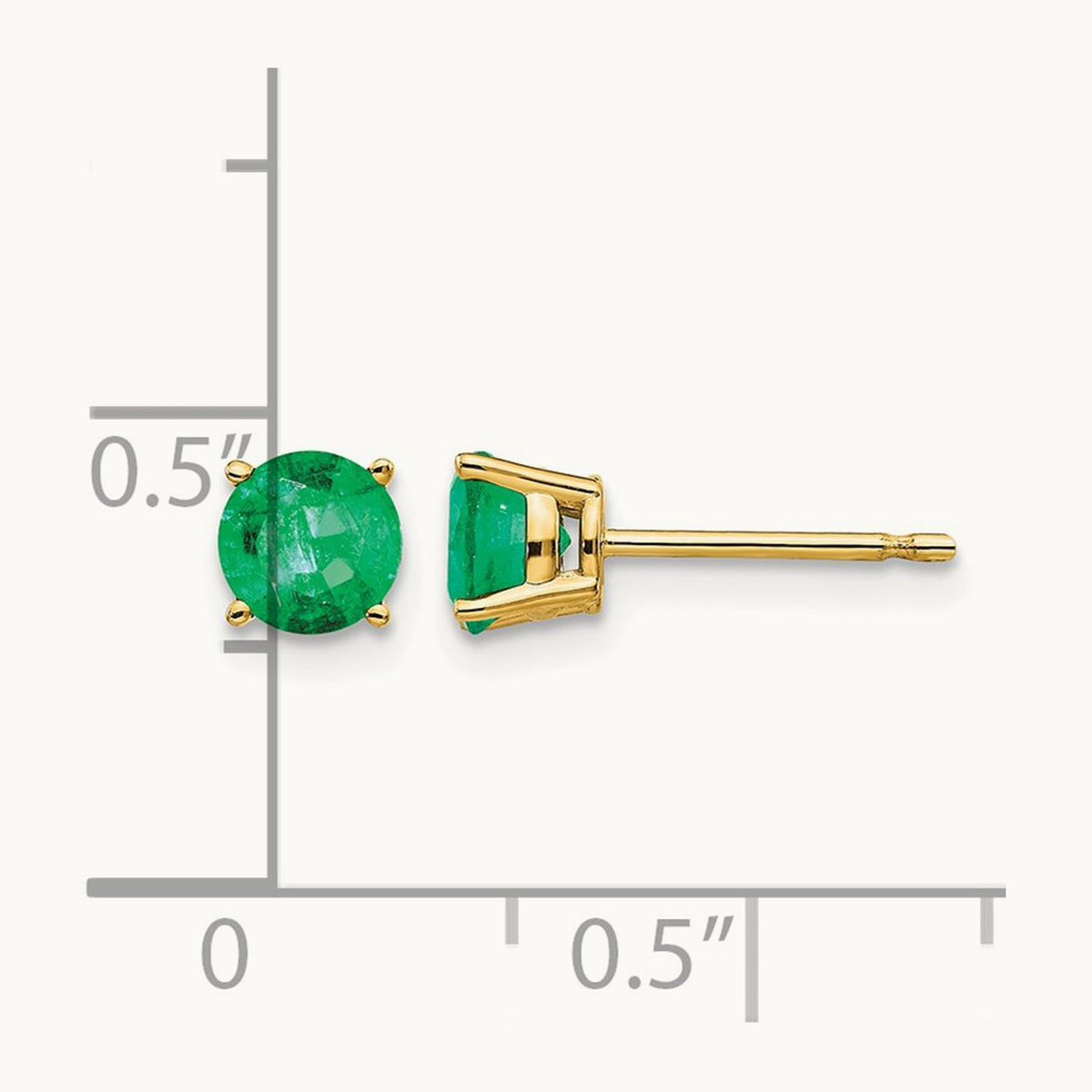 Emerald Post Earrings, 14K