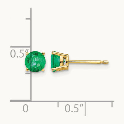 Emerald Post Earrings, 14K