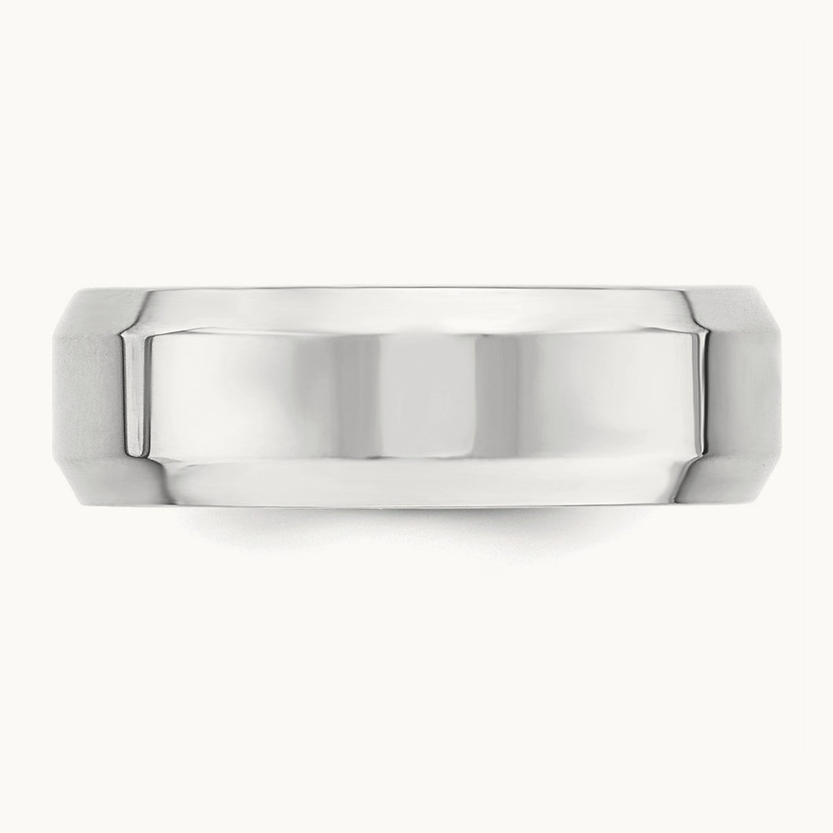 Bevel Edge Comfort Fit Band — 14K White Gold, 7mm