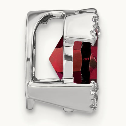 Oval Garnet and Diamond Chain Slide, 14K White Gold