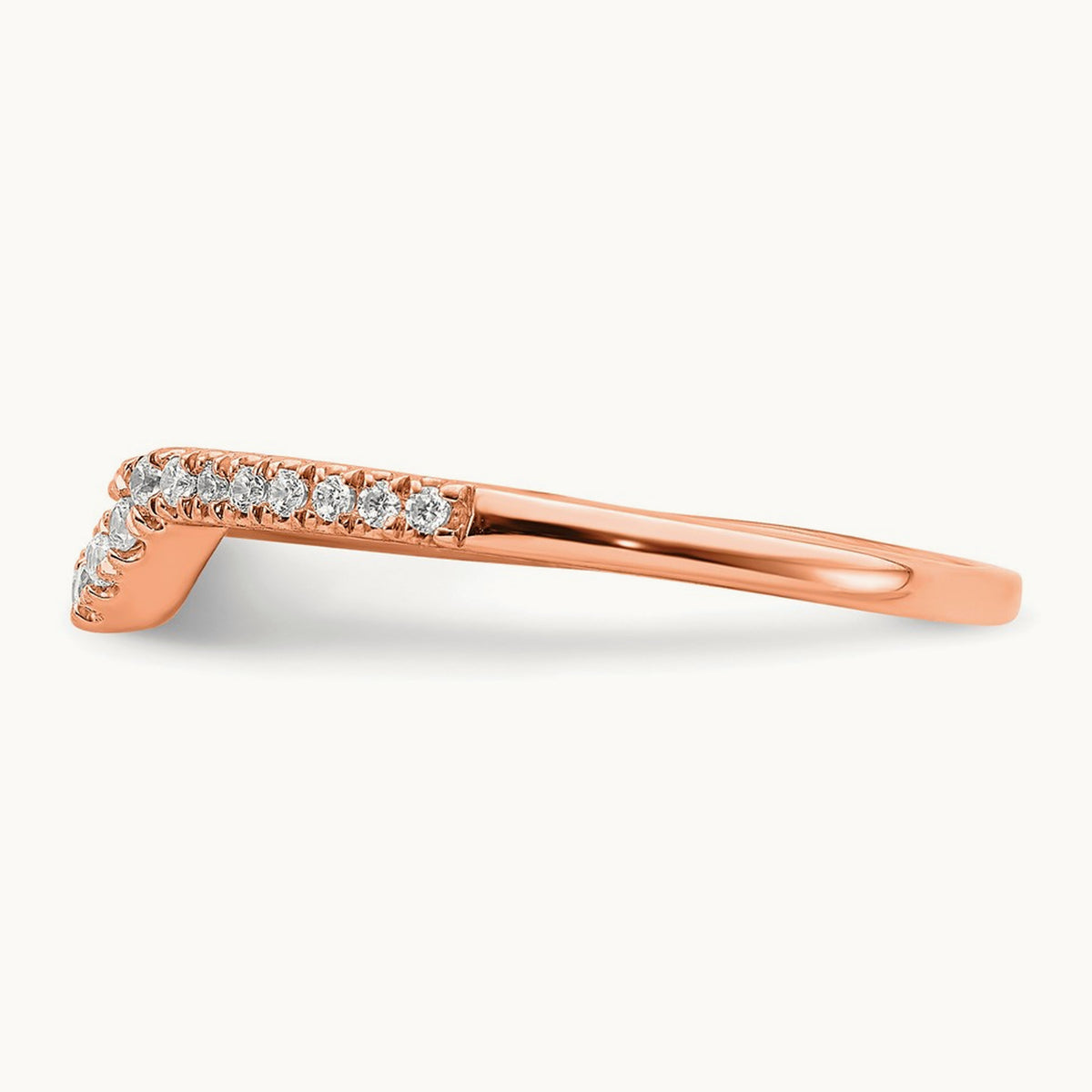 Diamond Contoured Wedding Band — 14K Rose Gold, 7