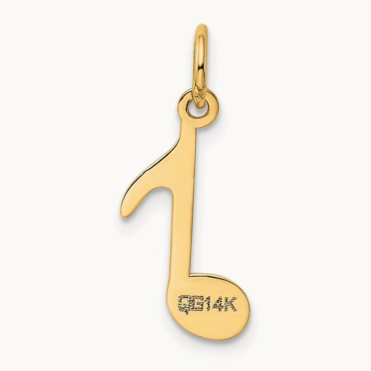 Polished Musical Note Charm — 14K Yellow Gold, 21mm