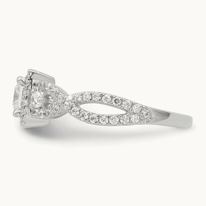 Princess Semi-Mount Halo Engagement Ring, 0.50 ct tw