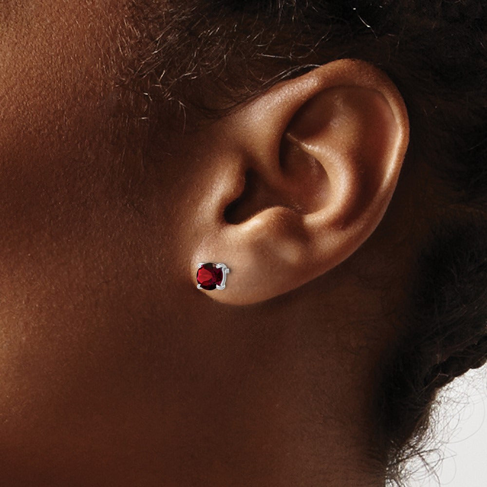 Round Garnet Earrings — 5.2mm