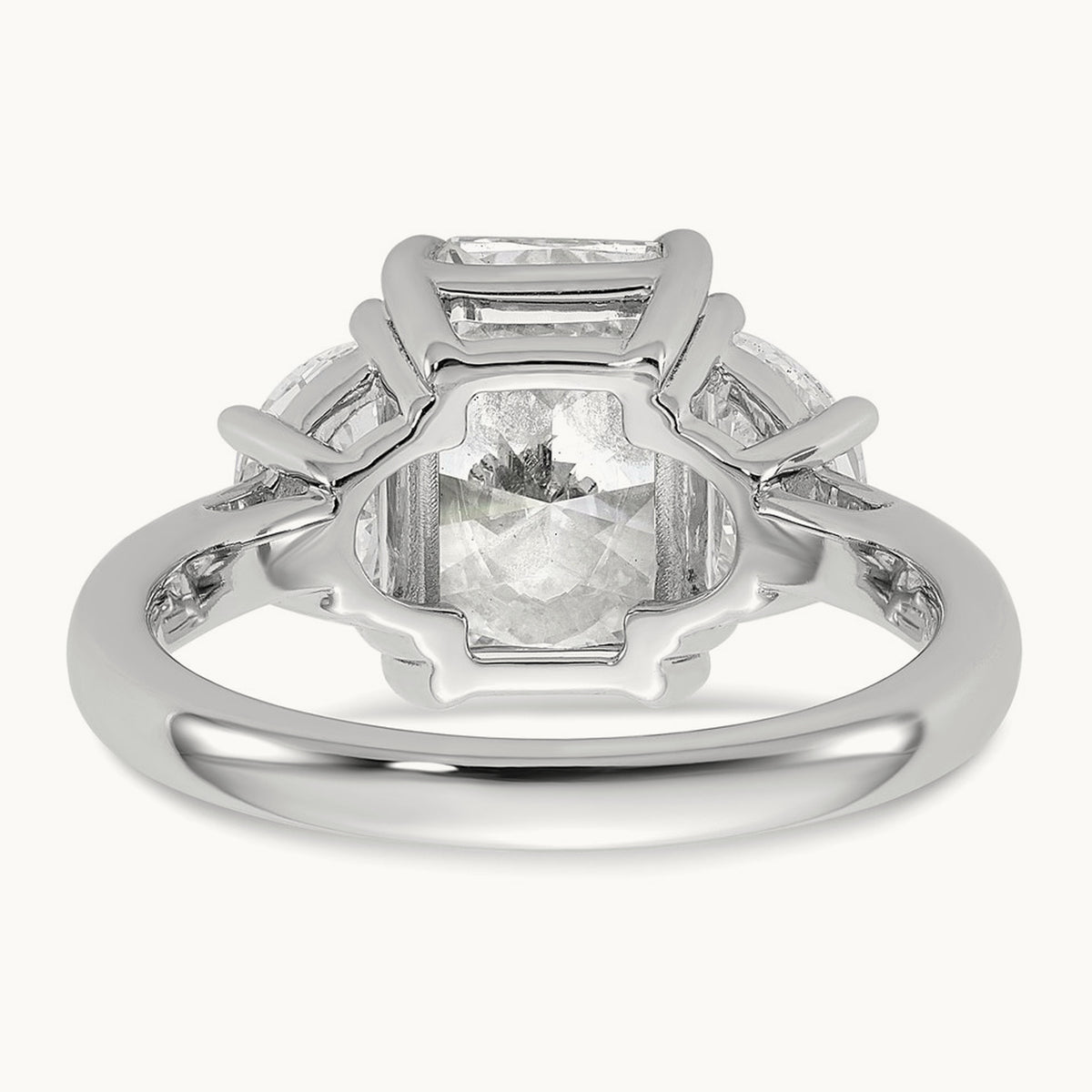 Radiant & 1/2 Moon Engagement Ring, 1.25-4.00 ct tw Lab-Grown Diamond — 4 ct, 14K White Gold
