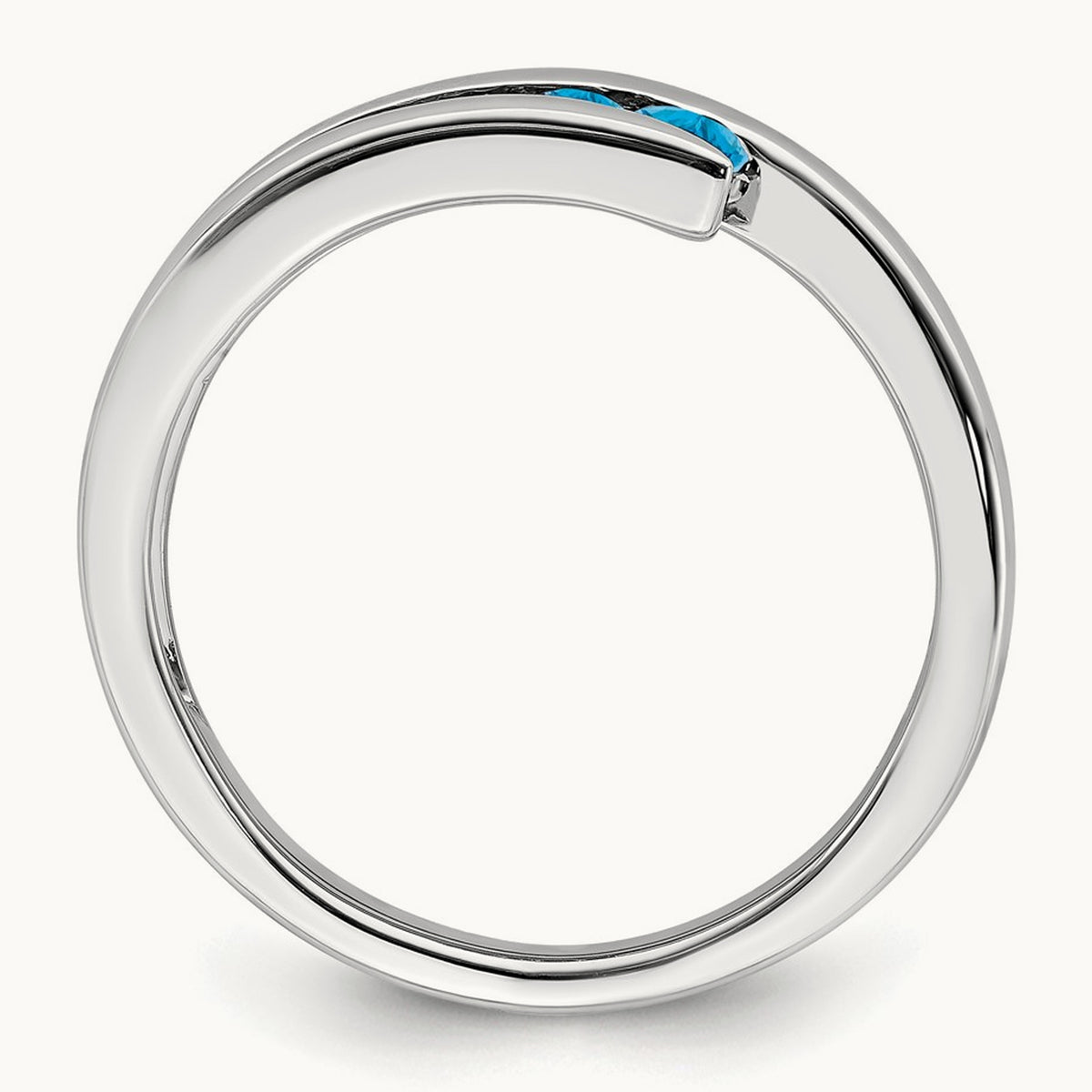 Blue Topaz 4-stone Ring — 14K White Gold, 7