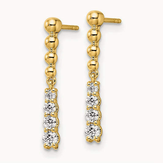 Beaded Bar Dangle Post Earrings, 0.25 ct tw Lab-Grown Diamond