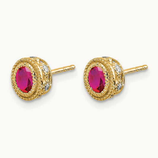 Ruby and Diamond Earrings, 14K