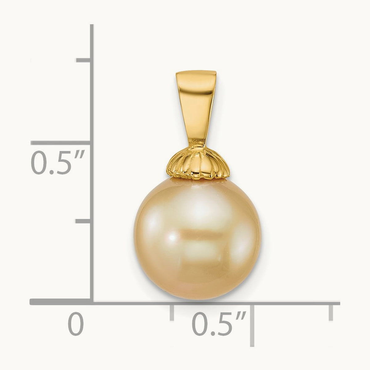 10- Rnd Golden South Sea Saltwater Cultured Pearl Pendant, 11mm, 14K