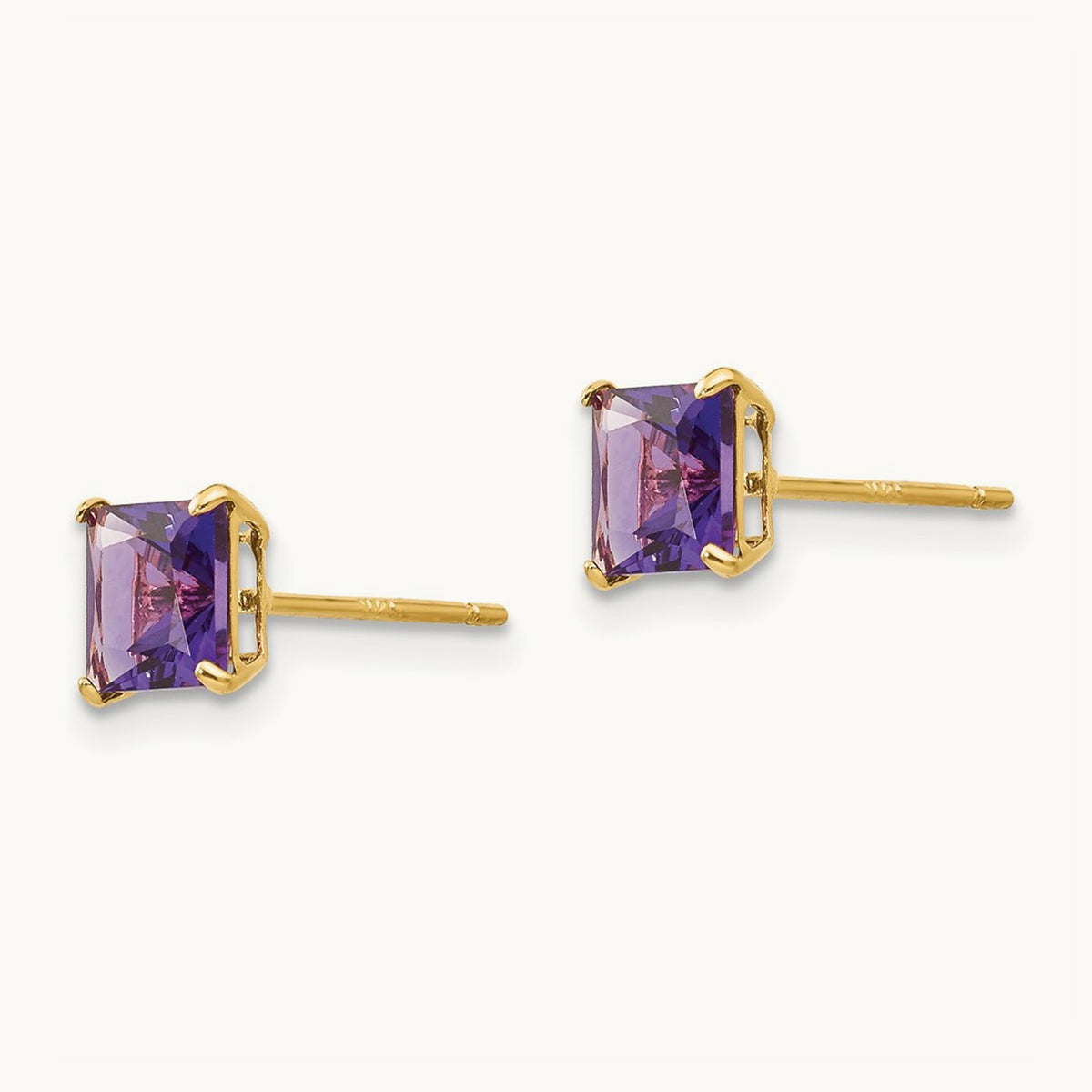 Amethyst Square Post Earrings — 5mm