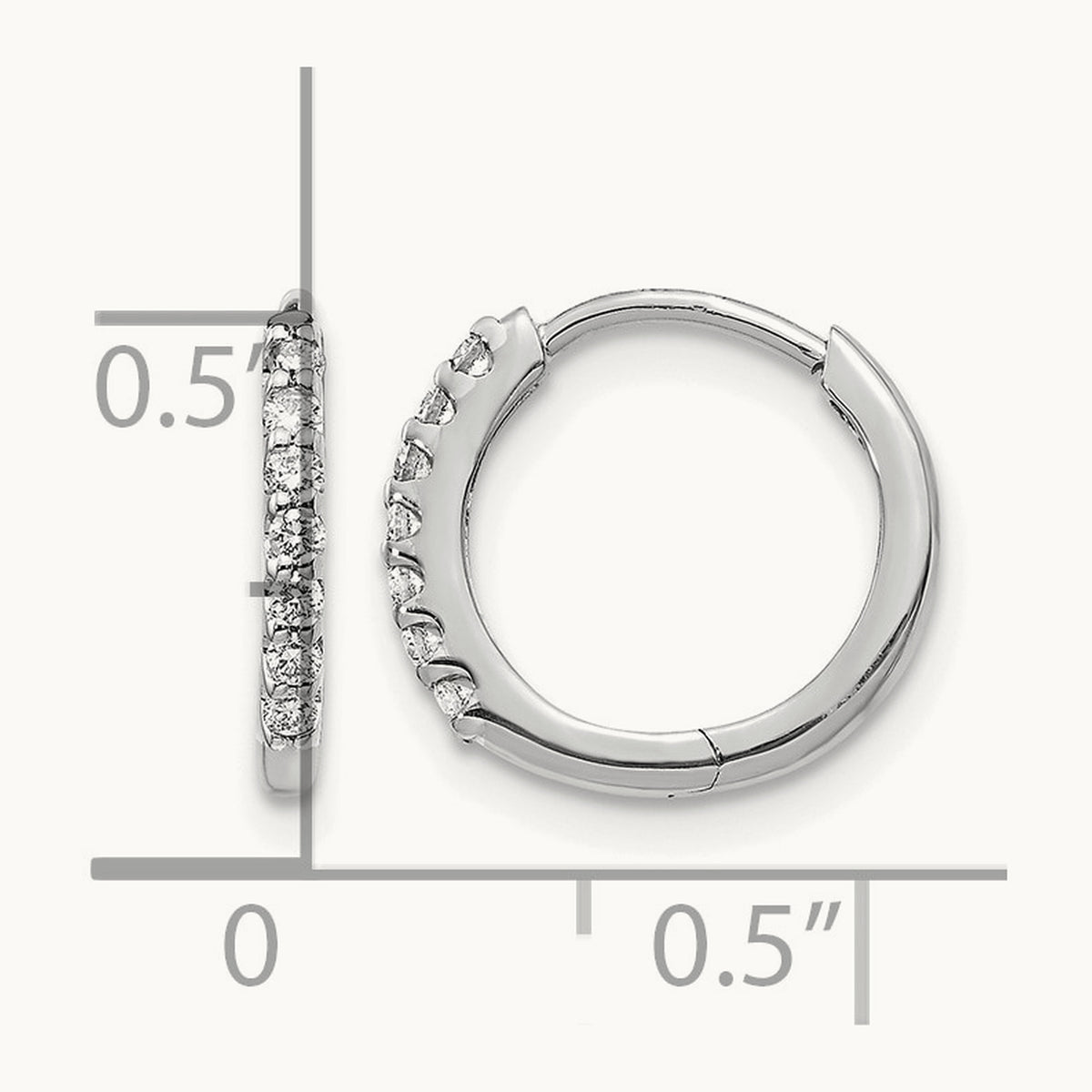 Diamond Hinged Hoop Earrings — 14K White Gold