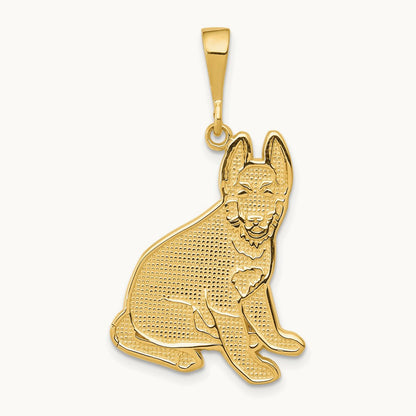 German Shepherd Pendant, 14K