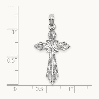 Fancy D/C Cross Charm, 14K White Gold