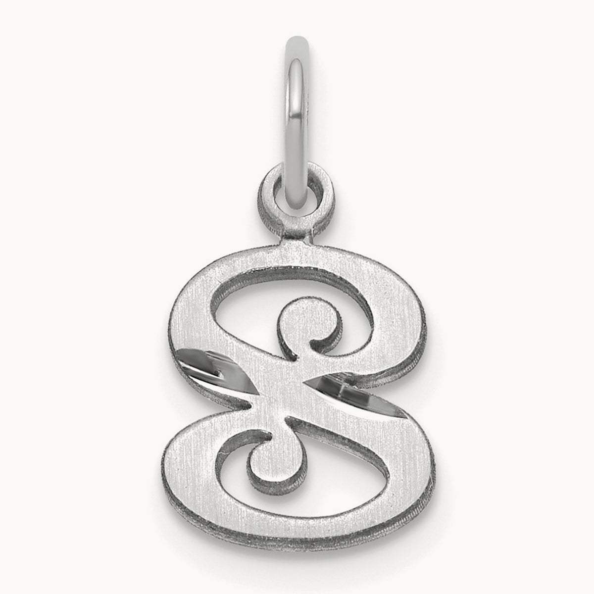 Diamond-cut Initial Charm — 14K White Gold, S