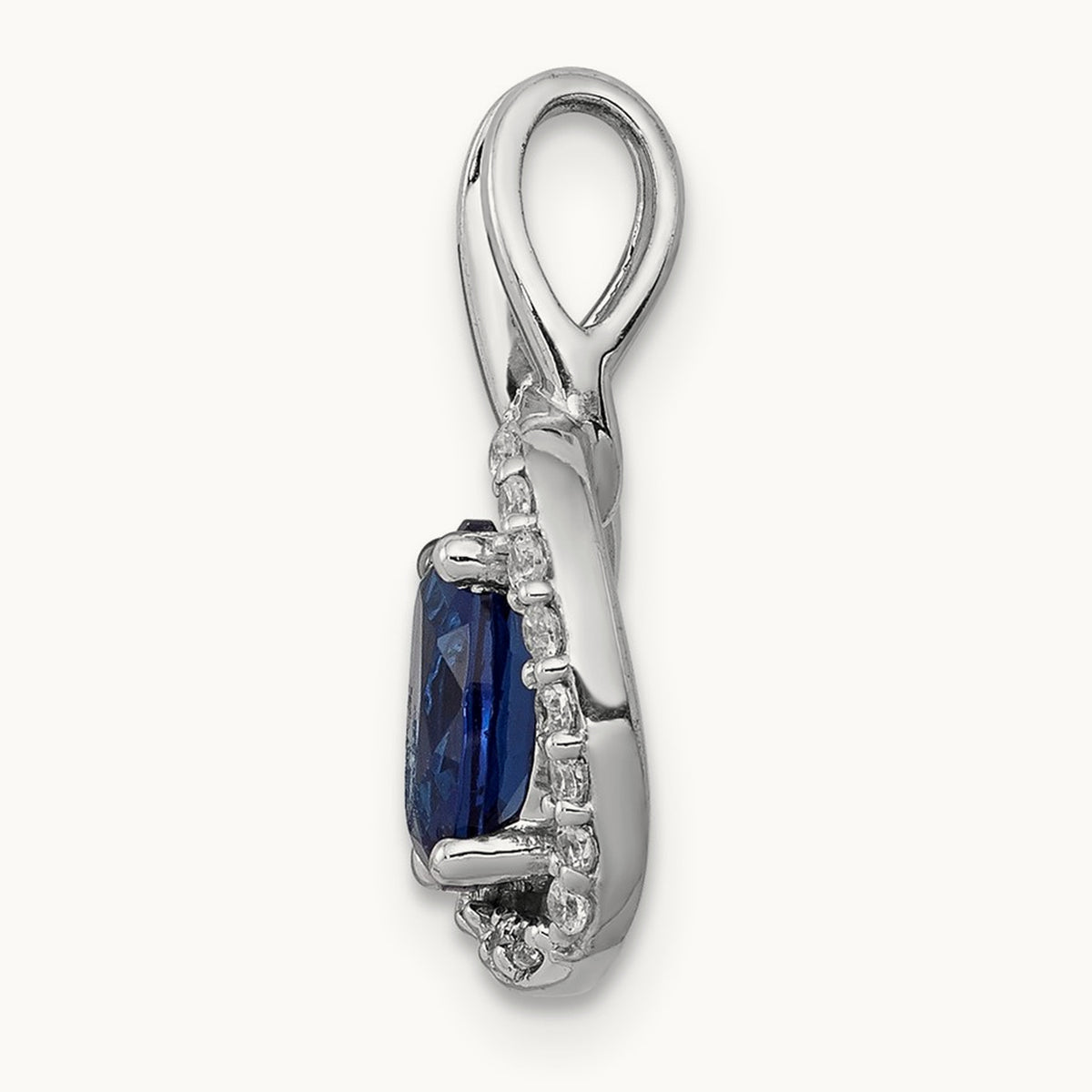 Diamond and .85 Sapphire Halo Pendant — 14K White Gold