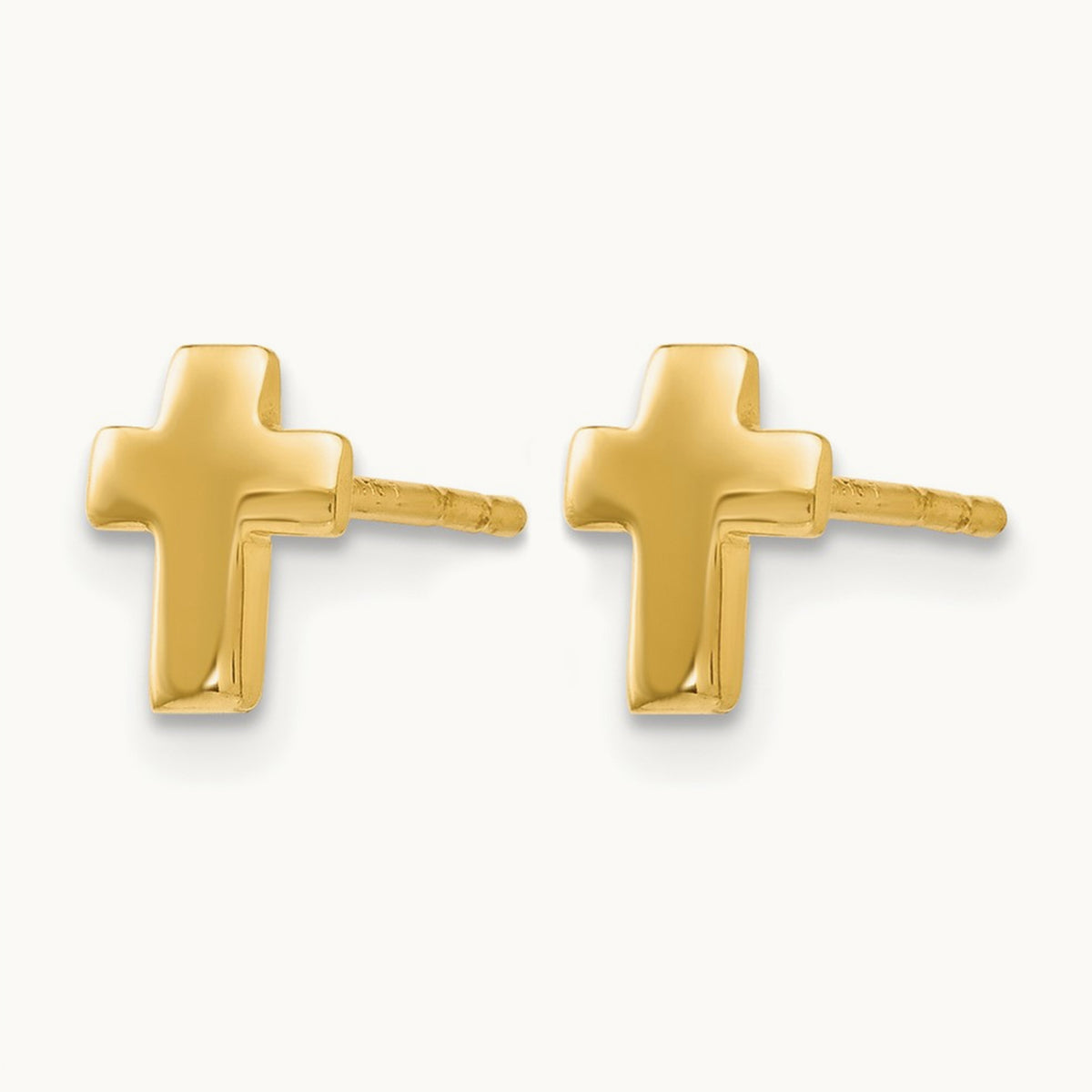 Polished Cross Post Earrings — 14K Yellow Gold